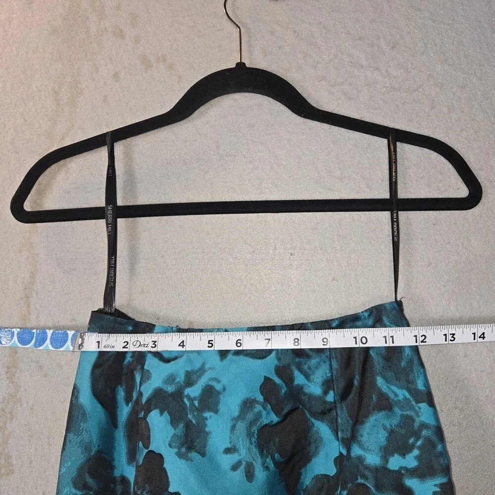 For tigerchik Sherri Hill Size 4 Strapless Gown Teal Black Floral - Picture 9 of 11